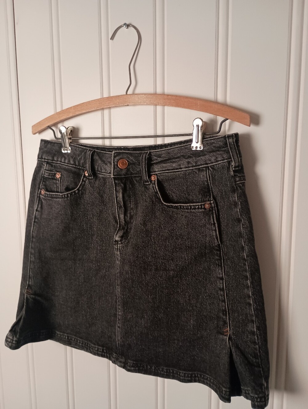 Pilcro- Black Washed Denim Mini Skirt- Size 6/8